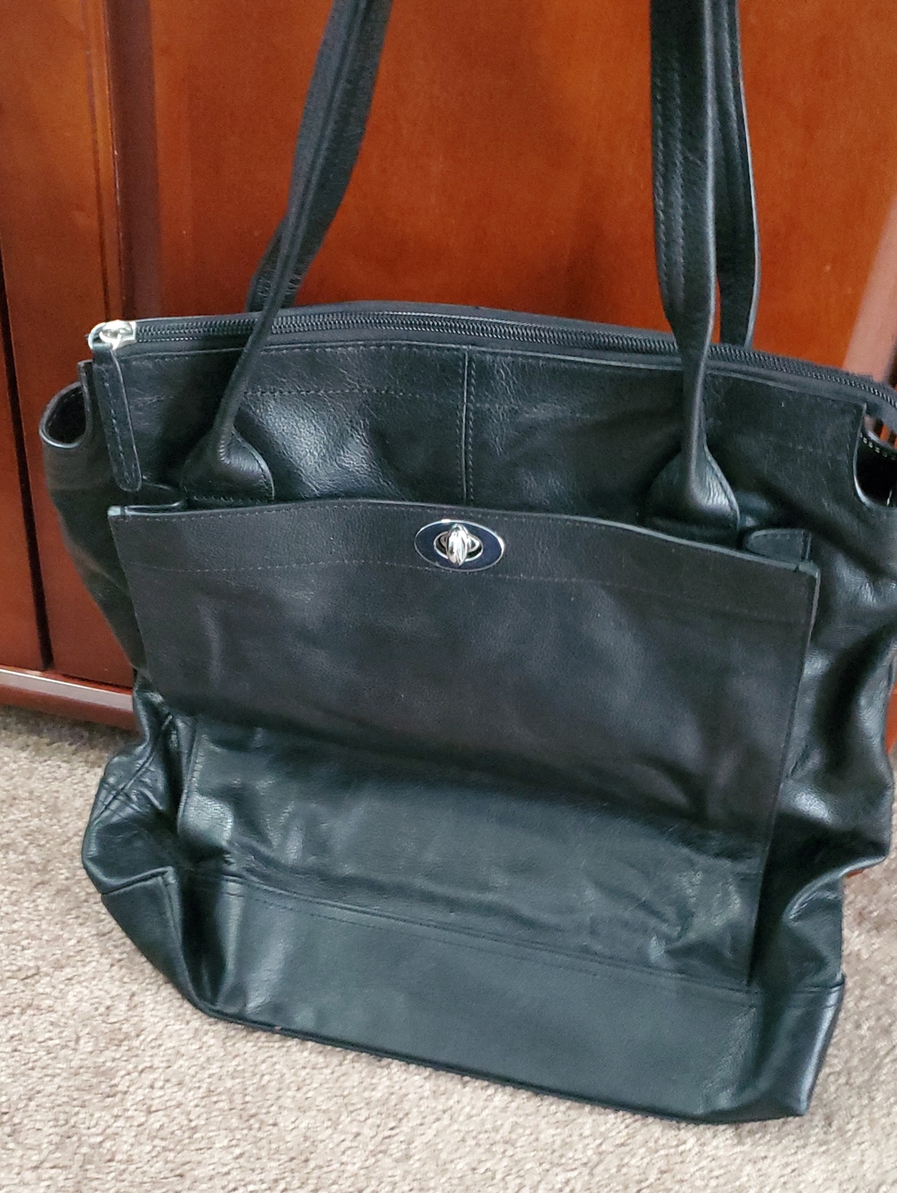 USED ONCE! BANANA REPUBLIC Classic Black LARGE Leather Shoulder Tote - Women's